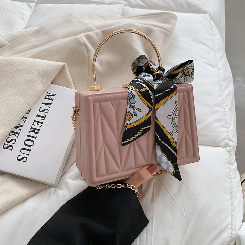 New modern Women's Versatile Silk Scarf Messenger Bag with Chain