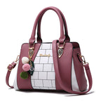 New arrived Trendy Color Block Tote Bag for Moms Shoulder Crossbody tioandtiashop