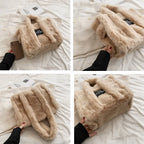 New Released Rare Faux Fur Women's Tote Bag, Winter and summer Trend Handbag tioandtiashop
