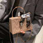 modern Women's Versatile Silk Scarf Messenger Bag with Chain. tioandtiashop