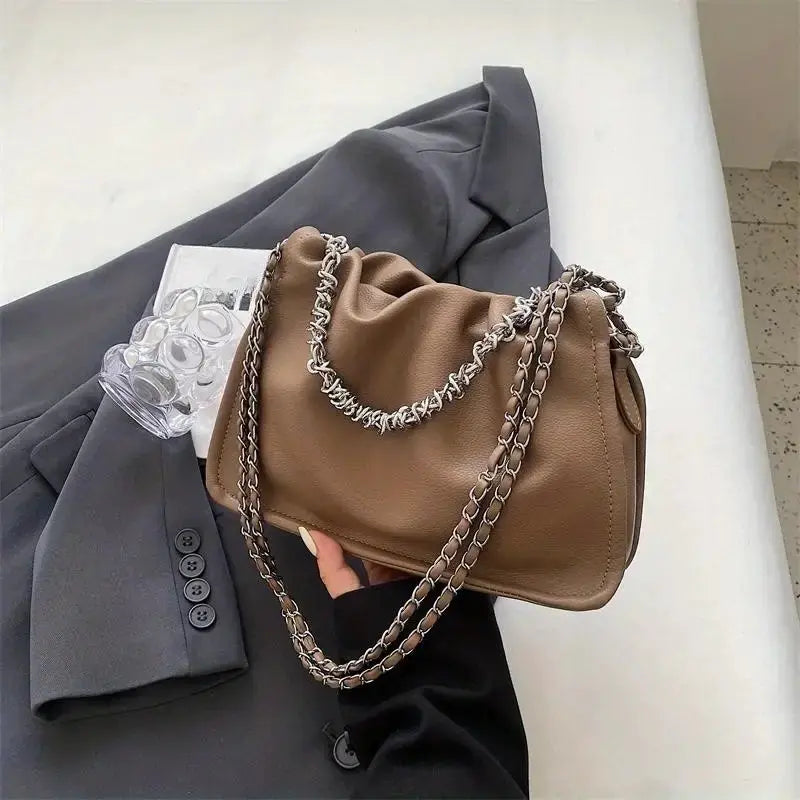 🔥 2025 Fashionable Women's Shoulder Bag with Chain and Texture