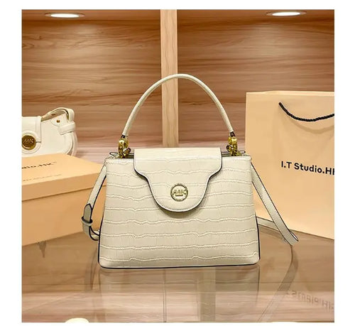 New Crocodile Pattern Women's Bag Retro Small Tote Bag tioandtiashop