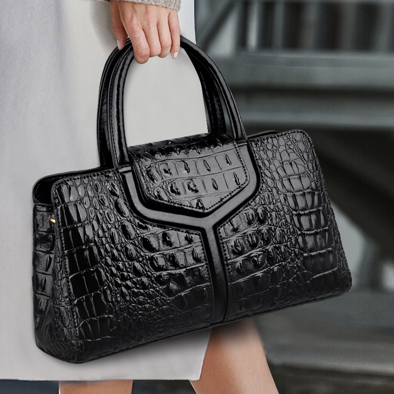 Faux Crocodile Leather Messenger Bag tioandtiashop