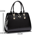 Crocodile Pattern Patent Leather Handbag tioandtiashop