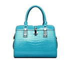 Crocodile Pattern Patent Leather Handbag tioandtiashop