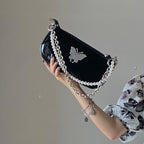 Butterfly Pearl Patent Leather Women's Shoulder Bag tioandtiashop