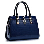 Crocodile Pattern Patent Leather Handbag tioandtiashop