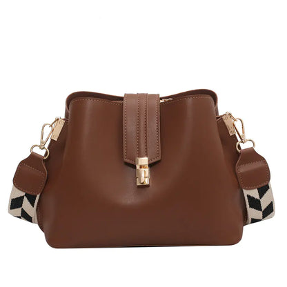 Luxury Black PU Leather Bucket Crossbody Handbag for girls & Women