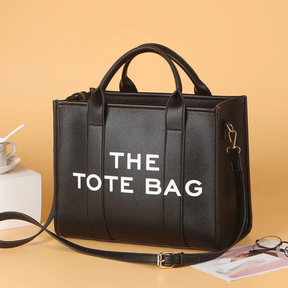 New released Women Solid Color PU Letter Tote Bag (Large Capacity)