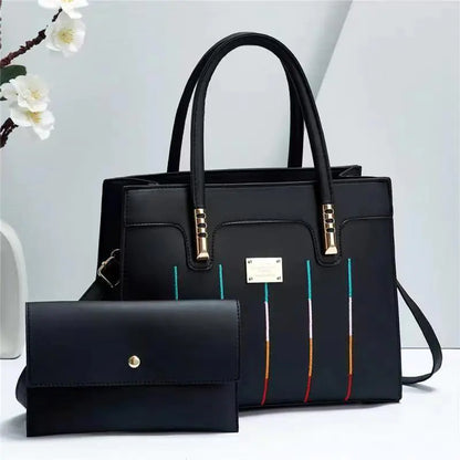 Elegant Women's Embroidered Tote and Crossbody Bag Set