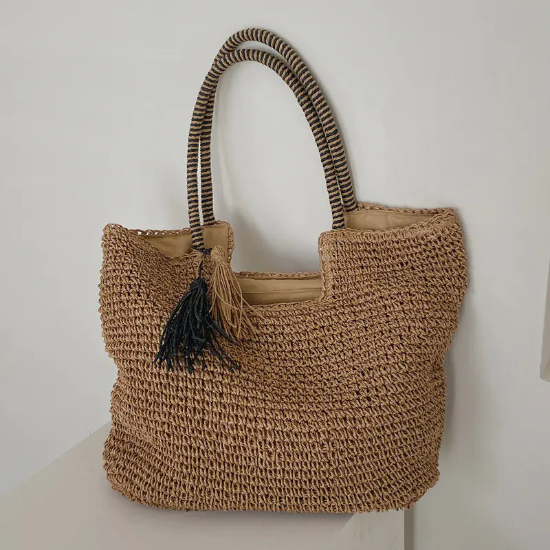 Retro Fashion Woven Women’s Tote Shoulder Bag