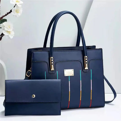 Elegant Women's Embroidered Tote and Crossbody Bag Set