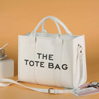 New released Women Solid Color PU Letter Tote Bag Large Capacity tioandtiashop