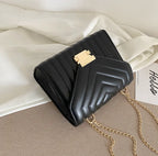 New Striped Shoulder Tote Bag with Lock Closure for Women tioandtiashop