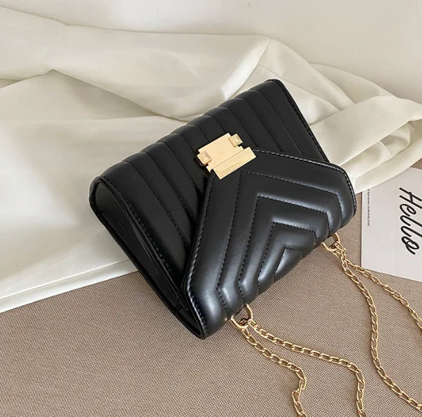 New Striped Shoulder Tote Bag with Lock Closure for Women