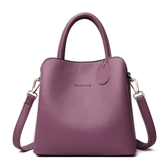 Women's Casual Leather Tote Bag - Stylish Shoulder Bag