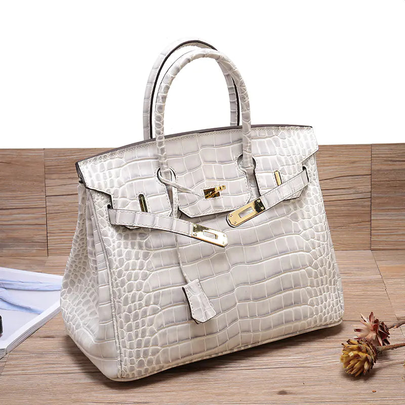 🔥 New 2026 Genuine Leather Crocodile Pattern Shoulder Tote Bag