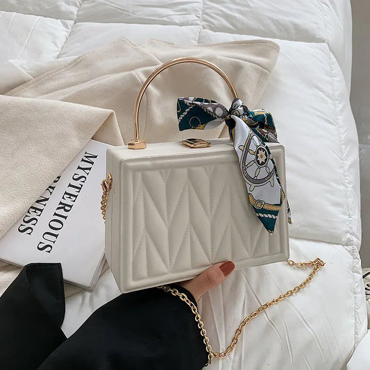 New modern Women's Versatile Silk Scarf Messenger Bag with Chain