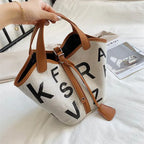 Women's Letter Printed Canvas Tote Bag Designer Style tioandtiashop