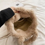 New Released Rare Faux Fur Women's Tote Bag, Winter and summer Trend Handbag tioandtiashop