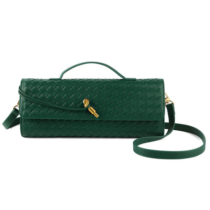 Luxury Woven Handbag for Women Evening Bag Woven Leather Shoulder Handbag Clutch Purse Casual Tote Bags Green