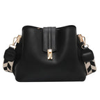 Luxury Black PU Leather Bucket Crossbody Handbag, for girls and moms tioandtiashop