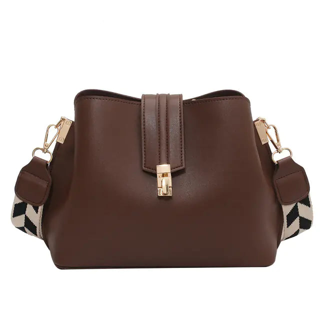 Luxury Black PU Leather Bucket Crossbody Handbag for girls & Women