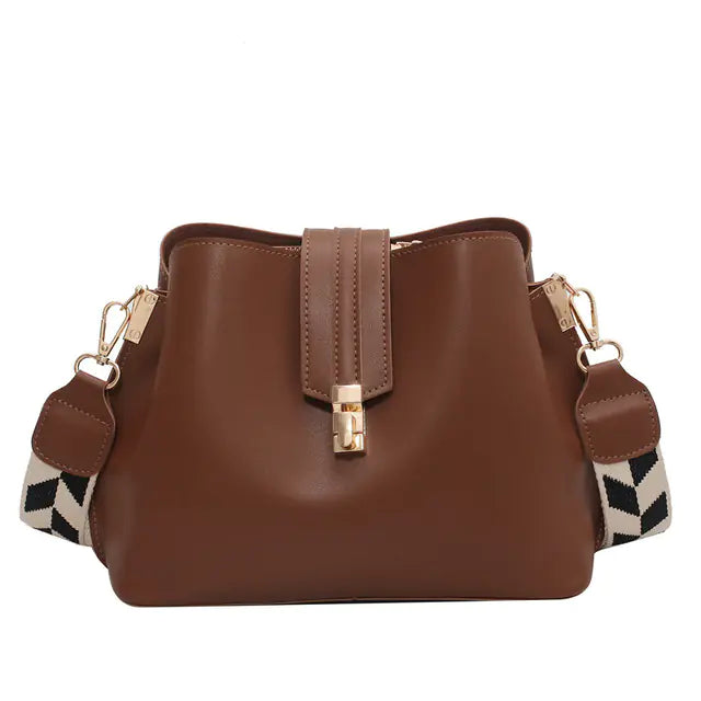 Luxury Black PU Leather Bucket Crossbody Handbag for girls & Women