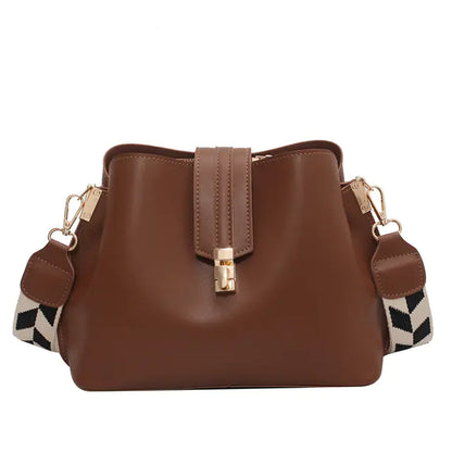 Luxury Black PU Leather Bucket Crossbody Handbag for girls & Women