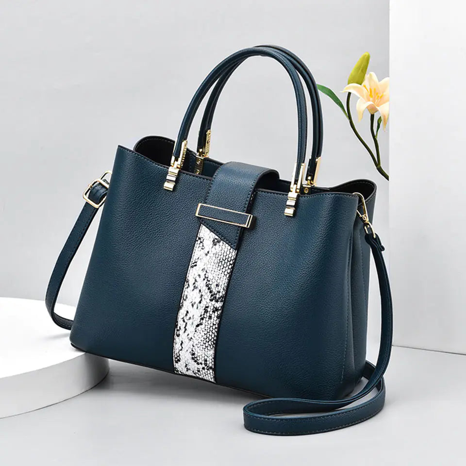 New 👜 2025 Luxury Snake Grain Leather Women's Tote & Crossbody Bag