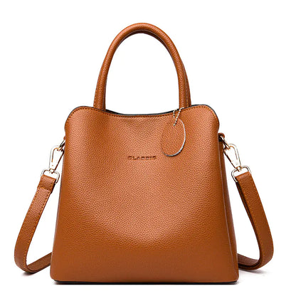Women's Casual Leather Tote Bag - Stylish Shoulder Bag