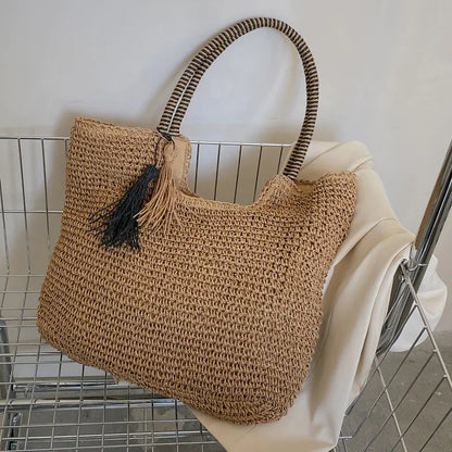 Retro Fashion Woven Women’s Tote Shoulder Bag